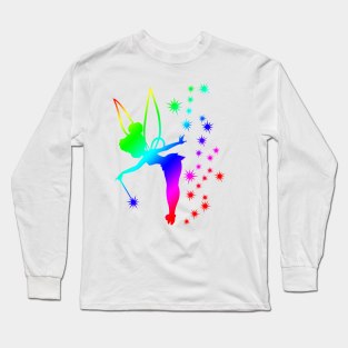 Rainbow Tinkerbell Ombre Sillhouette Long Sleeve T-Shirt